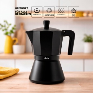 Espressor cafea Jata CFI9, capacitate 9 cesti, inductie, aluminiu, negru - Img 2