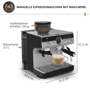 Espressor cafea Krups Precision XP801T10, manual, cu mojar, 30 setari de macinare - Img 2