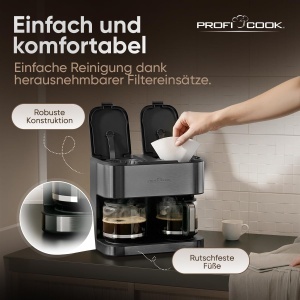 Espressor cafea ProfiCook PC-KAD 1308, 3.6L, 2000W, Inox - Img 6