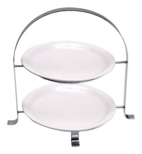 Etagere Servire APS din Metal Cromat pentru 2 Tavi, Max 27cm, Inaltime 30cm - Img 2