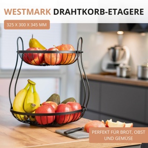 Etajera pentru fructe Westmark Doppio, 2 niveluri, neagra, 32.5 x 34.5 cm - Img 2