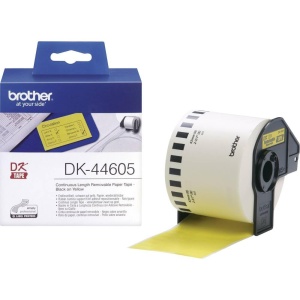 Etichete Brother DK-44605, 62 mm, negru pe galben, 30,48 m