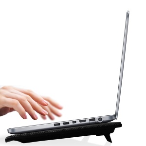 Ewent EW1256 Racitor pentru laptop 12-17 inch, 2 ventilatoare silentioase cu LED-uri albastre, tampon de racire, suport pentru cooler pentru notebook Covoras de racire, negru - Img 6