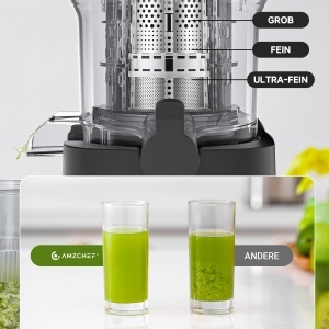 Extractor de suc AMZCHEF, 130 mm, 180W, inox, silentios - Img 6