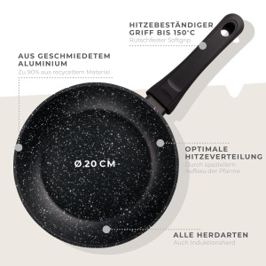 Fackelmann Bratpfanne Marble 20 cm Inductie Antiaderenta AnthracitAlb - Img 2