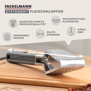 Fackelmann Fleischklopfer Statement Aluminiu Negru 27 cm Dubla Functie - Img 2