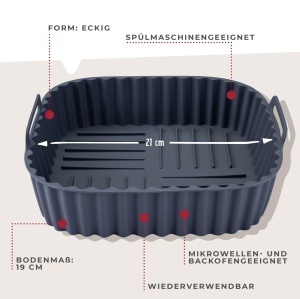 Fackelmann Forma din Silicon pentru Friteuza cu Aer Cald 19 cm Gri Rezistenta la Temperaturi Inalte - Img 2