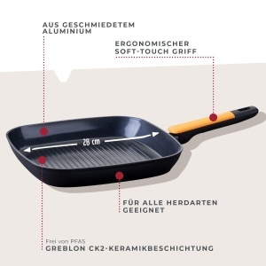 Fackelmann Grillpfanne Soft 28 cm Aluminiu Forjat Strat Ceramic Greblon CK2 Maner Soft-Touch - Img 2