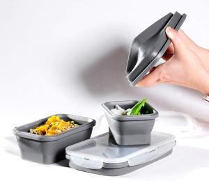 Fackelmann Lunchbox din Silikon 540ml Gri Compacta si Multifunctionala - Img 9