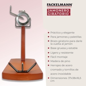 Fackelmann Suport Rotativ Profesional pentru Sunca si Umeri Lemn Natural 37 cm - Img 3