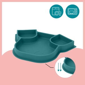 Farfurie de invatare Babymoov ISY PLATE, 3 compartimente, silicon, albastru - Img 4