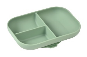 Farfurie din silicon BEABA cu ventuza, verde salvie, usor de curatat