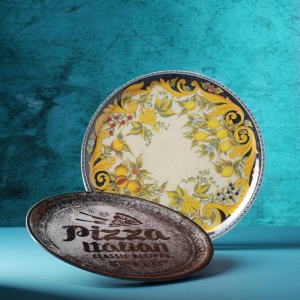 Farfurie pentru pizza HENDI Barocco, Porcelan, 310mm, GalbenNegru - Img 4