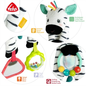 Fehn Bean Bag Zebra 049077 Jucarie Motorica pentru Bebelusi 0 luni - Img 3
