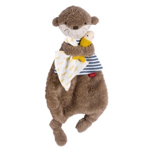 Fehn Cuddly Blanket Otter - Playmate, Sleeping Aid & Stuffed Animal Comforter cu capete de vidra pentru a apuca, simti, imbratisa si iubi bebelusii si copiii mici de la 0+ luni