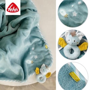 Fehn Kuscheldecke Fledermaus 100x75 cm Material moale si calduros Albastru - Img 6