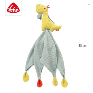 Fehn Patura de plus Jucarie pentru bebelusi Dino - Plapuma pentru nou-nascuti - Ajutor pentru somn Jucarie de plus Suzeta Panza Panza falsa - Panza de plus Animal de dormit pentru bebelusi si copii mici de la 0+ luni - Img 6