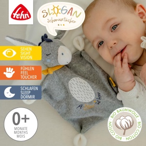 Fehn Schmusetuch Esel Star 29 cm din bumbac organic pentru bebelusi 0 luni - Img 2