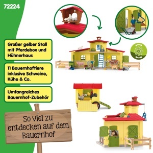 Ferma cu Hens si Boxa pentru Ponei Schleich 72224 123 Piese - Img 3