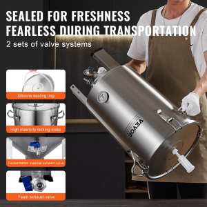 Fermentator bere VEVOR DM-F300 din otel inoxidabil, 30 L, cu termometru - Img 3