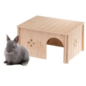Ferplast Casa pentru iepuri accesoriu cusca pentru iepuri cu acoperis plat si orificii de ventilatie in kit 37 x 277 x H 20 cm SIN 4647 Casa din lemn