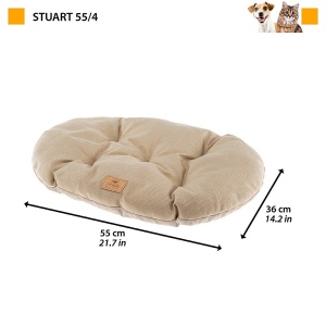 Ferplast Perna pentru caini si pisici STUART 554 fata-verso din tweed si catifea moale lavabila maro - Img 2