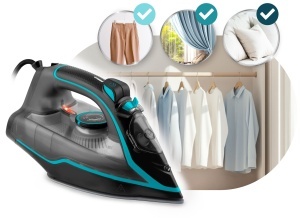 Fier de calcat Berdsen 2600W cu talpa ceramica si rezervor 230 ml, verde - Img 6