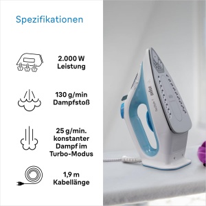 Fier de calcat Braun TexStyle 1 SI 1050BL, 2000W, SuperCeramic, Albastru - Img 4