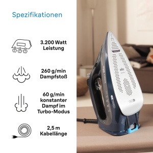 Fier de calcat Braun TexStyle 9 SI9682 DB, 3200W, 330ml, Albastru - Img 4