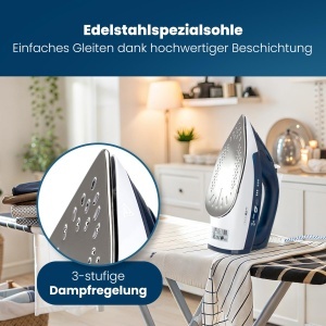 Fier de calcat Clatronic DB 3704 cu talpa din otel inoxidabil, 2200W, rezervor 250ml - Img 2