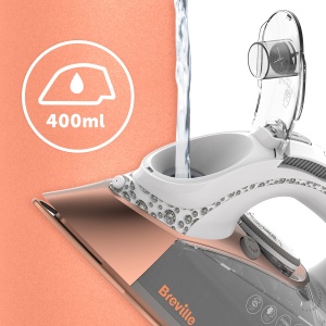 Fier de calcat cu abur Breville DiamondXpress | 2800 W | talpa multidirectionala din ceramica diamantata | Rezervor mare de apa de 400 ml | Auriu alb si roz [VIN420X] - Img 5