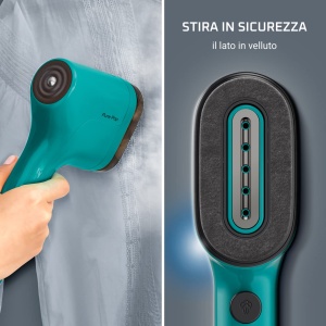 Fier de calcat cu abur Rowenta DR2024 Pure Pop, vertical, portabil, pentru calcarea si dezinfectarea parului, cu sistem reversibil, incalzire rapida, putere 1300 W, culoare verde 1 - Img 6