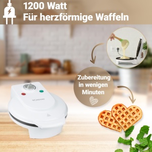Fier de vafe Bomann(r) cu suprafete mari de copt | 18 cm | Acoperire antiaderenta | Pregatire rapida | Forma de inima de fier de vafe | Aparat de vafe | grad de bronzare reglabil la infinit | WA 5018 CB alb - Img 3