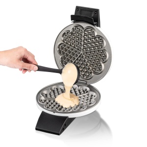 Fier de vafe Cloer 1631HB, pentru 5 inimioare individuale de vafe, acoperire antiaderenta, 930 W, cos suspendat, functie practica de suport, metal, alb - Img 7
