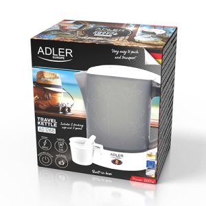 Fierbator de calatorie din silicon ADLER 0,6 L, maner rabatabil, putere 750 W, alb - Img 7