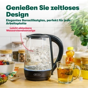 Fierbator electric BELLA 1,7 l, 1500 W, negru, din sticla - Img 6