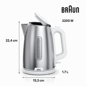 Fierbator electric Braun PurShine WK1500 WH, 1.7L, 2200W, Alb - Img 3
