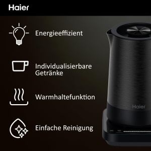 Fierbator electric Haier HKE5A, inox, 1.7L, 2200W, 7 temperaturi - Img 2