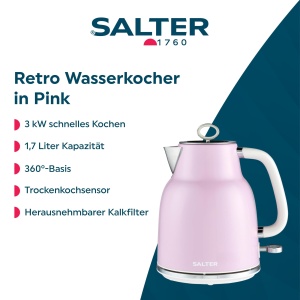 Fierbator electric Salter Retro 1,7 L, 3 kW, roz - Img 2