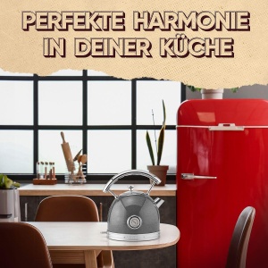 Fierbator ProfiCook(r) 1.7L cu design vintage elegant - Ceainic retro cu carcasa metalica solida si aplicatii cromate - Ceainic cu afisaj de temperatura, 2200W - PC WKS 1192 antracit - Img 6