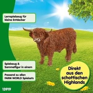Figurina Bovine Schleich Hochland Bulle 13919, 14 x 6 x 8 cm, Detaliu Realist - Img 4