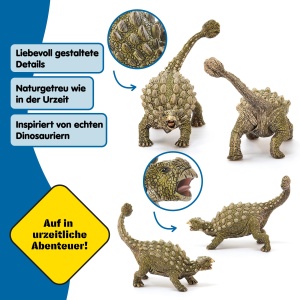 Figurina Dinosaur cu Detalii Autentice Schleich Ankylosaurus 15023, 14 x 7 x 11 cm - Img 5