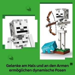 Figurina LEGO Minecraft Das Skelett 29 cm, 502 piese, cu diamanthelm - Img 3