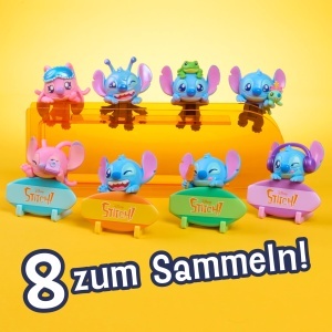 Figurina Mini Disney Stitch Attachmeez 5 cm cu Display Surfbrett, Just Play - Img 7