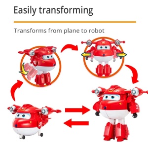 Figurina Transformabila Super Wings Jett Supercharged si Super Pet 14 cm Rosu - Img 2