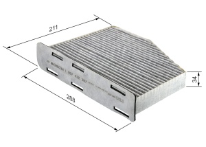 Filtru de aer interior Bosch 1987432397 cu activ carbon, 215 mm x 288 mm - Img 2