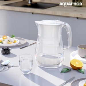 Filtru de apa AQUAPHOR Onyx Alb, 4.2L, 3 filtre MAXFOR, design sticla - Img 3