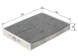 Filtru de interior Bosch R5556 cu activ carbon - 184mm x 250mm x 35mm - Img 2