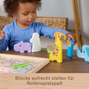 Fisher-Price JFG10 Puzzle din Lemn 2-in-1 pentru Copii Sortare Forme si Joc Creativ 13 Piese - Img 4