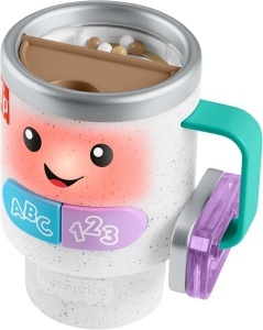Fisher-Price Jucărie Laugh & Learn pentru bebeluși și copii mici, cană de cafea cu lumini și muzică, pentru copii de peste 6 luni, HXF49 - Img 3